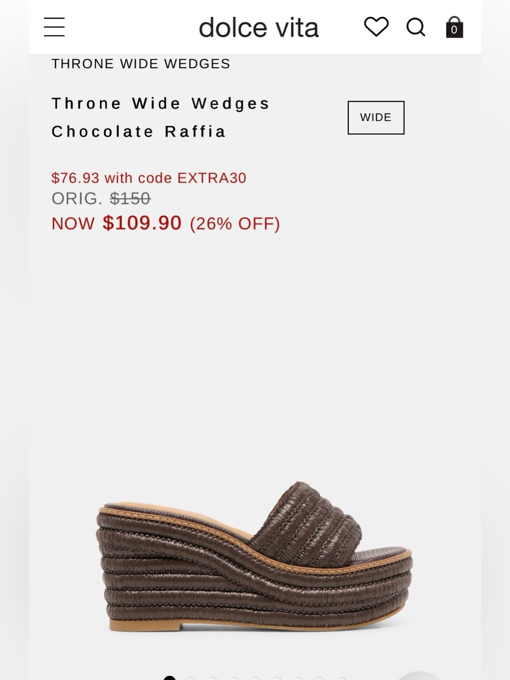 dolce vita THRONE WIDE WEDGES
Chocolate Raffia New size 7